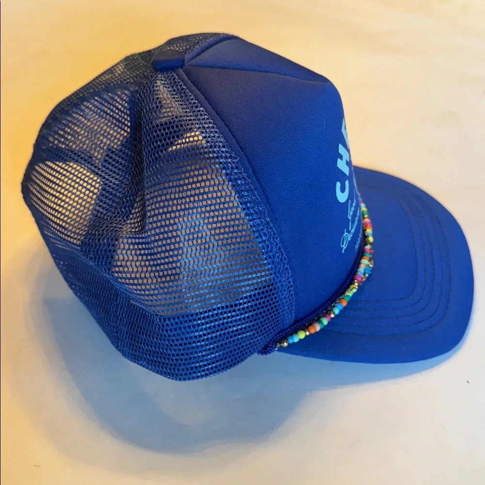 CHEERS HANGOVER FREE CLUB Good Decisions Smart Choices Blue Trucker Hat OSFA LN